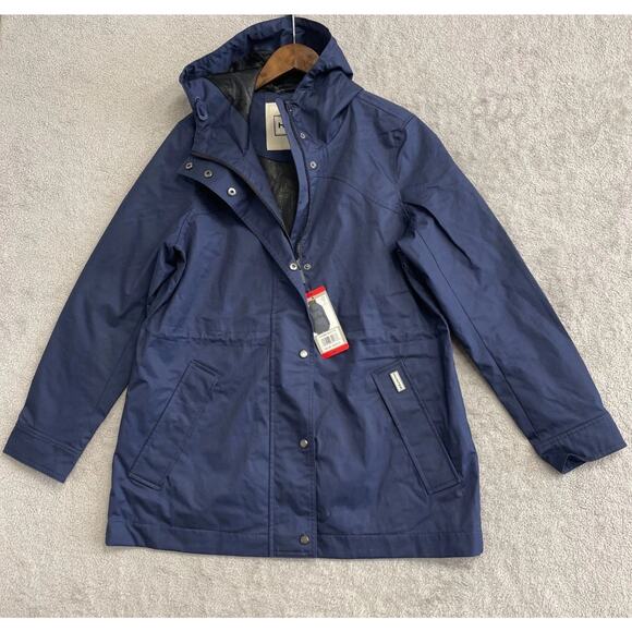 Hunter Jackets & Blazers - NEW Hunter Womens XXL Water Resistant Cotton Smock Rain Jacket Hooded Navy